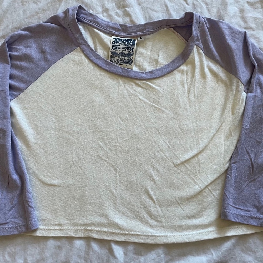 Jungmaven Baseball Cropped Long Sleeve T shirt
